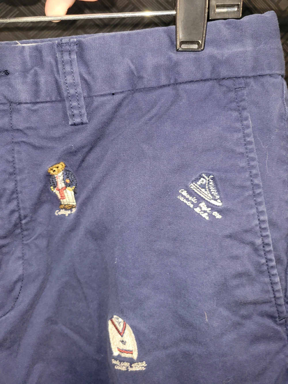 Polo Ralph Lauren Men's Size 33 Chino Shorts Polo Bear  Navy Embroidered